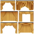 Set of gold luxury curtains and draperies