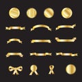 Set of gold luxury ribbons
