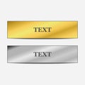 Set of gold and metal banners with shadow. Vector illustration.