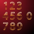 Set of gold metal numbers, from 1 to 0. Eps 10