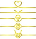 Set of gold mizuhiki illustrations. Royalty Free Stock Photo