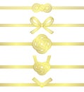 Set of gold mizuhiki illustrations. Royalty Free Stock Photo