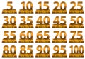Set of gold numbers to mark the anniversary Royalty Free Stock Photo