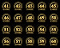 Set of gold numbers from 41 to 60 and the word of the year decorated with a circle of stars. Vector illustration. Translated from Royalty Free Stock Photo