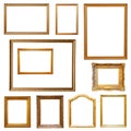 Set of gold picture frames Royalty Free Stock Photo