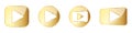 Set of gold play buttons. Play icons isolated. Vector illustration Royalty Free Stock Photo