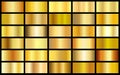 Set of gold realistic metal texture seamless gradient square vector backgrounds.