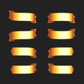 Set of gold ribbons on black. Royalty Free Stock Photo