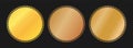 Set of gold round banner on dark background Royalty Free Stock Photo