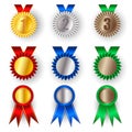 Set of gold, silver and bronze award Royalty Free Stock Photo