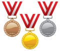 Set of gold, silver and bronze medals. vector
