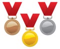 Set of gold, silver and bronze medals. vector Royalty Free Stock Photo