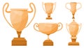 Set of gold, silver and bronze trophy cups. Winning concept. Royalty Free Stock Photo