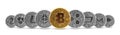 Set of gold and silver crypto currencies Royalty Free Stock Photo