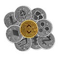 Set of gold and silver crypto currencies