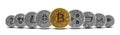 Set of gold and silver crypto currencies Royalty Free Stock Photo