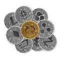 Set of gold and silver crypto currencies