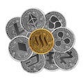 Set of gold and silver crypto currencies