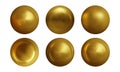 Set of gold sphere isolated on white background. Collection of golden bubble. Vector illustration Royalty Free Stock Photo