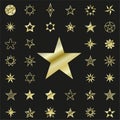 Set gold stars icons on white background, vector Royalty Free Stock Photo