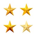 Set of gold stars made in different styles and colors.