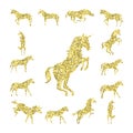 Set gold Unicorn silhouette