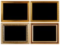 Set gold vintage wooden photo frame isolated on white. Saved wit Royalty Free Stock Photo