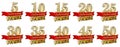 Set of golden anniversary signs, symbols Royalty Free Stock Photo