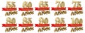 Set of golden anniversary signs, symbols. Translation from Spanish - Years, Anniversary Royalty Free Stock Photo