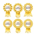 Set of golden awards. Award ribbon. Best Choice Award. top quality, premium quality. Royalty Free Stock Photo