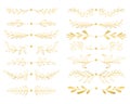 Set of golden botanical text dividers