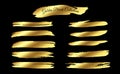 Set Of Golden Brush Stroke Collection.vector illustration