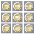 Set of golden buttons