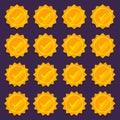 Set of golden check mark medal icons. Profile verification icons Royalty Free Stock Photo