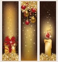 Set golden Christmas banners Royalty Free Stock Photo