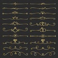 Set Of Golden Decorative Calligraphic Elements For Decoration. Royalty Free Stock Photo