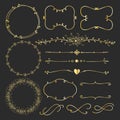 Set Of Golden Decorative Calligraphic Elements For Decoration. Royalty Free Stock Photo