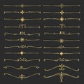 Set Of Golden Decorative Calligraphic Elements For Decoration. Royalty Free Stock Photo