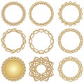 A set of golden decorative circle frames in art deco style Royalty Free Stock Photo