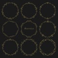 Set of golden decorative round frames vintage style. Royalty Free Stock Photo