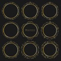 Set of golden decorative round frames vintage style. Royalty Free Stock Photo