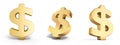 Set of Golden dollar sign 3d render on white Royalty Free Stock Photo