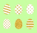 Set of golden Easter eggs Royalty Free Stock Photo