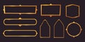 Set Golden fantasy frame menu, game inrerface panel isolated on dark background. Medieval border shiny golden decoration