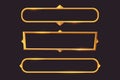 Set Golden fantasy frame menu, game inrerface panel isolated on dark background. Medieval border shiny golden decoration