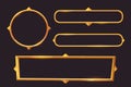 Set Golden fantasy frame menu, game inrerface panel isolated on dark background. Medieval border shiny golden decoration