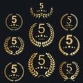 Collection of Golden Five stars rating icons template Royalty Free Stock Photo