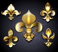 Set of Golden Fleur de Lis Royalty Free Stock Photo