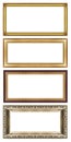 Set of golden frame with blank space, with clipping path Royalty Free Stock Photo