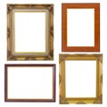 Set of golden frame and wood vintage isolated on white background Royalty Free Stock Photo